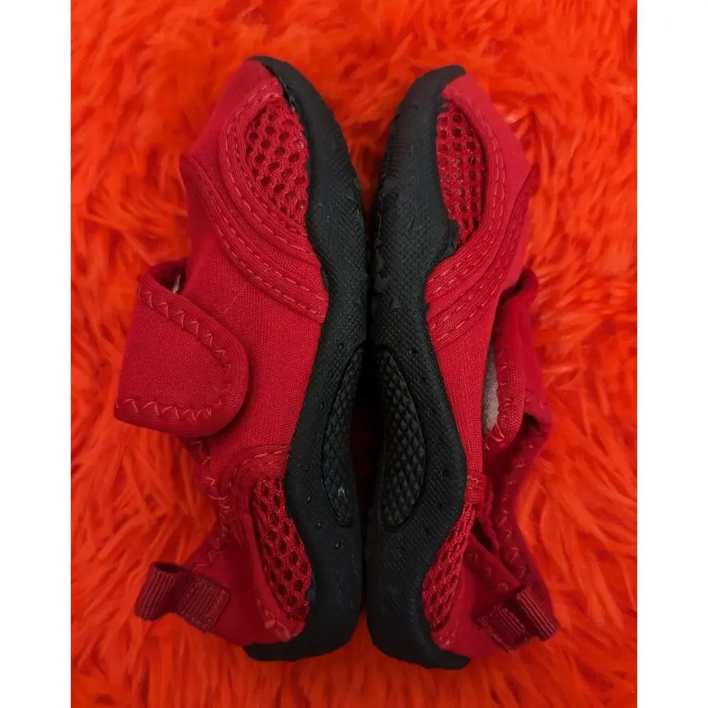 Sintetico Kids Red Velcro Swimming Pool River Water Shoes Socks Small 5/6